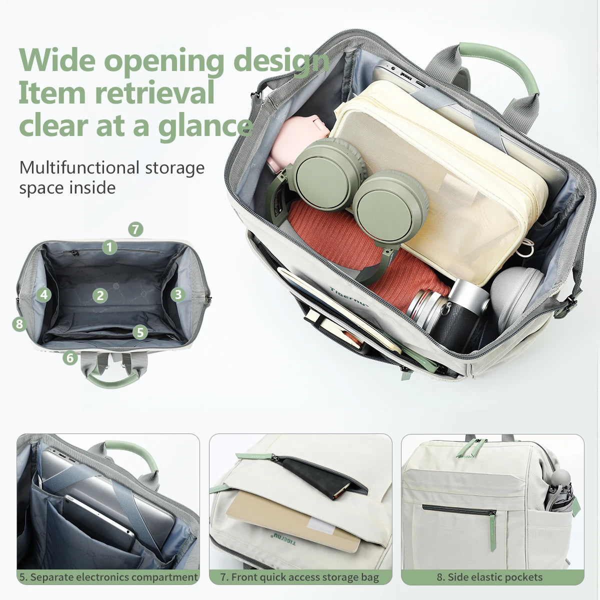 Sac à dos ordinateur blanc vert