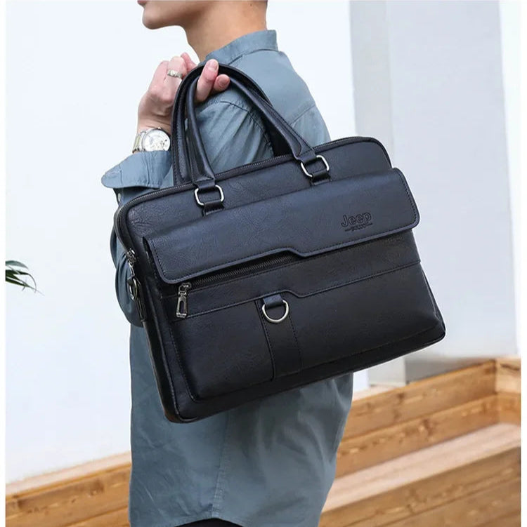 Sac ordinateur en cuir noir pour homme