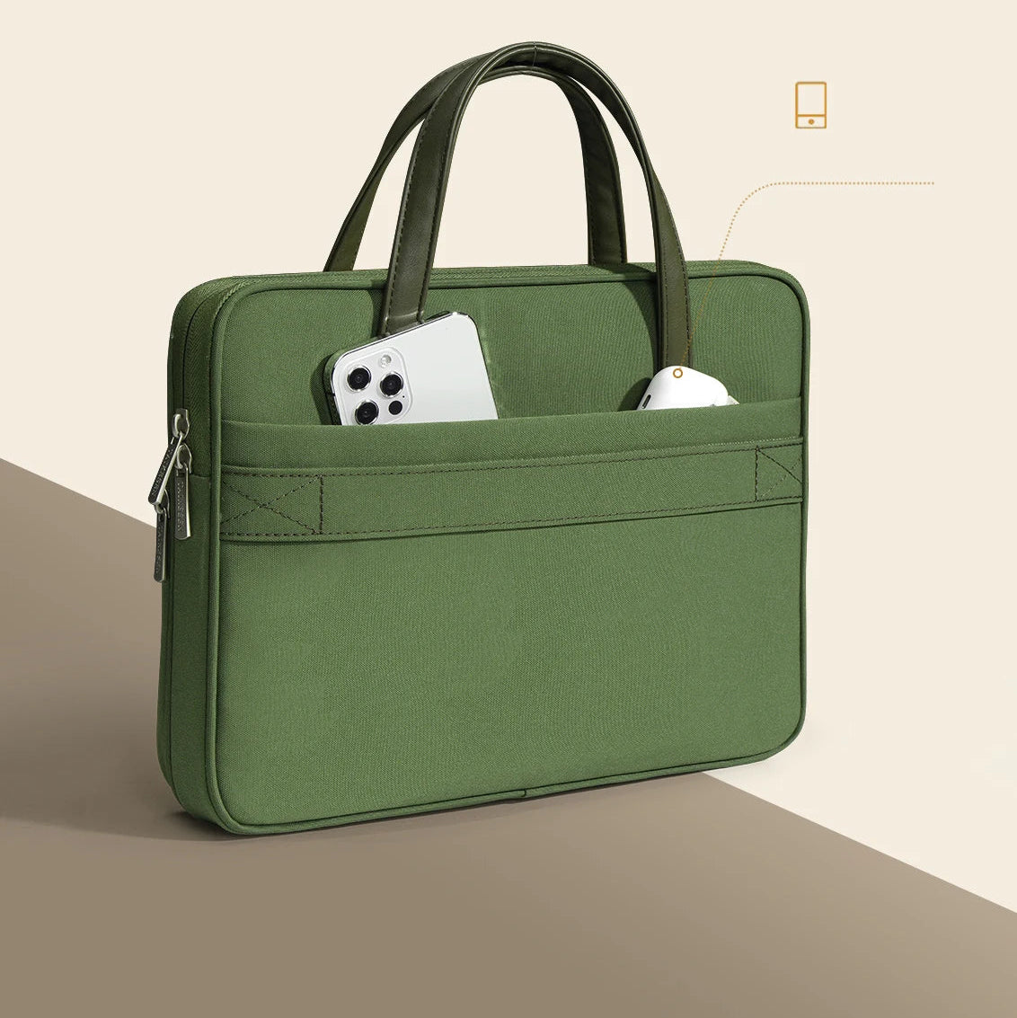 Sacoche pour femme d'ordinateur vert kaki