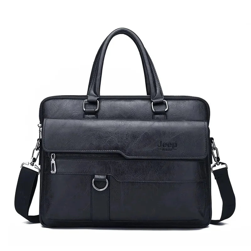 Sacoche ordinateur en cuir noir
