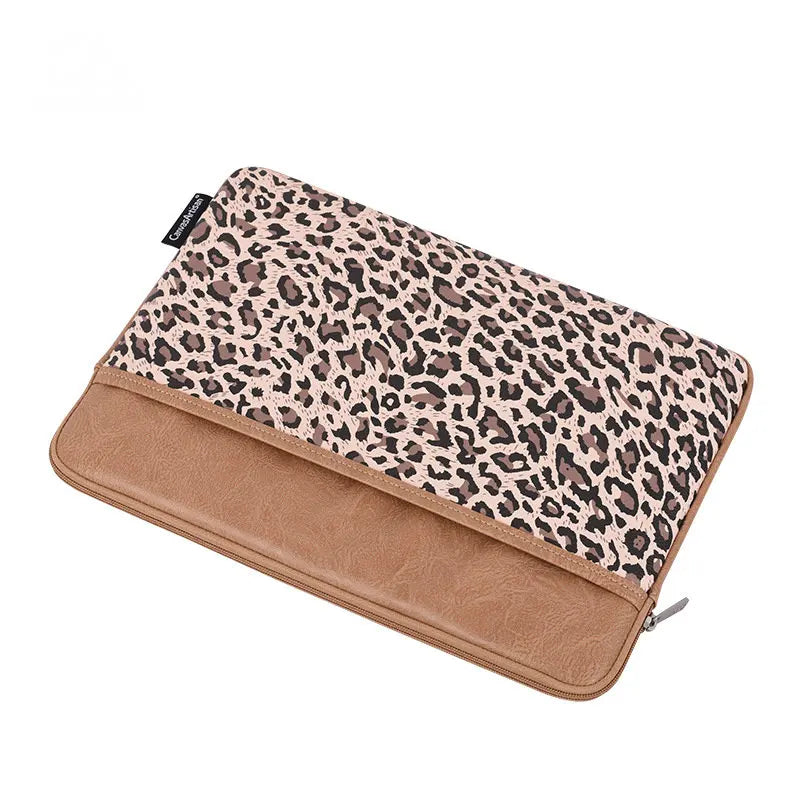 Pochette ordinateur motif léopard