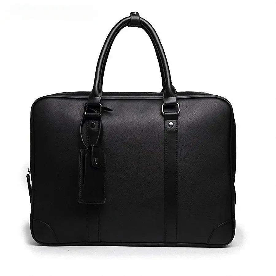 Sacoche ordinateur noir en cuir pour homme