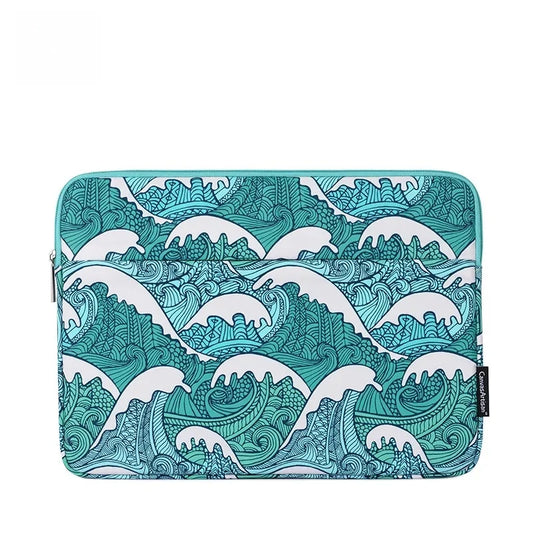 Housse ordinateur vagues verte
