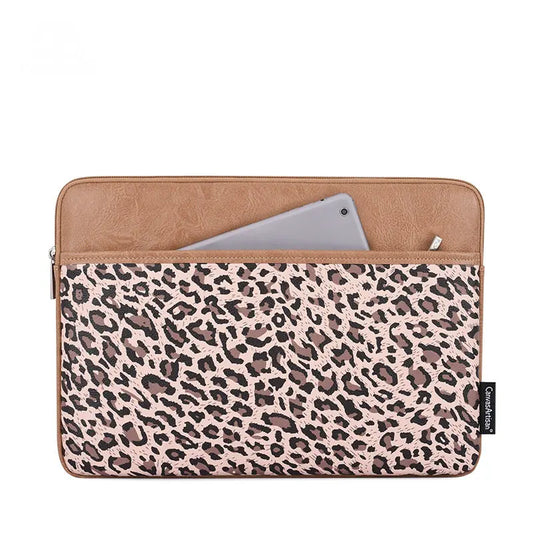 Pochette ordinateur motif léopard
