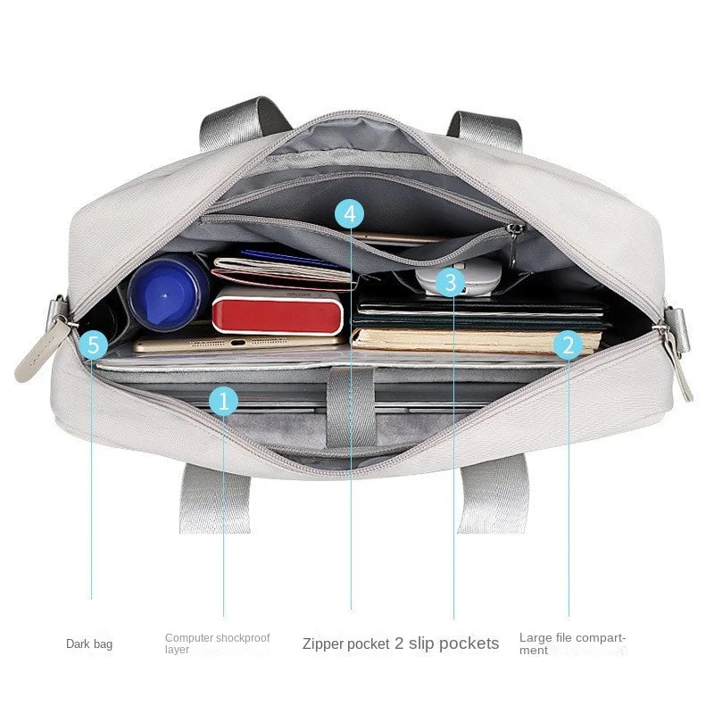 Sac ordinateur remplit d'affaires 